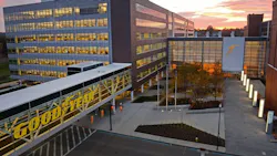 Goodyear Tire & Rubber Co. recently disclosed financial ramifications of the closing of its consumer tire plant in Fayetteville, N.C., which will occur next year. (Pictured, Goodyear's global headquarters in Akron, Ohio.)