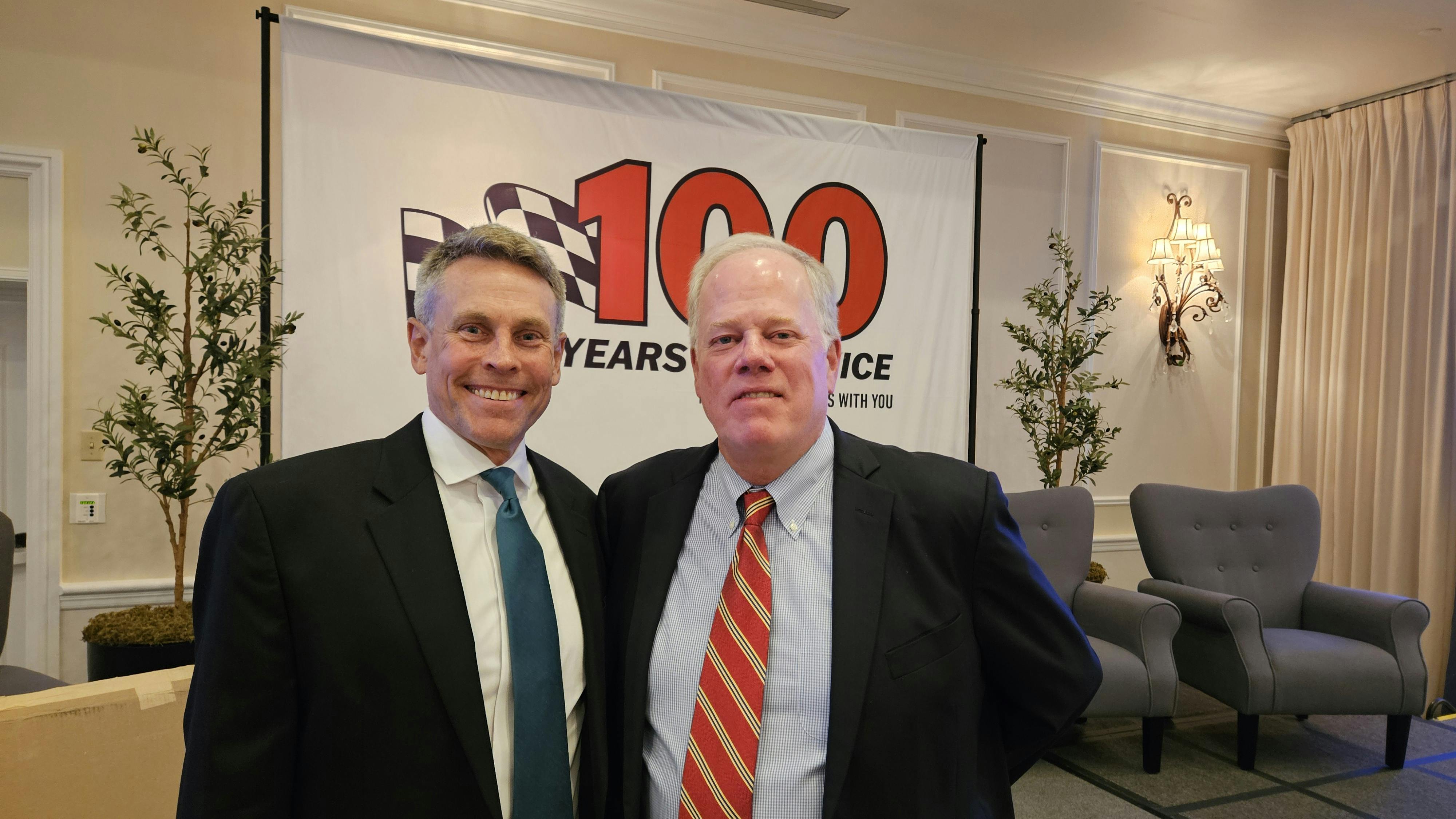 'Our company has constantly evolved as the tire and automotive service industry changed,' says John Quirk, executive chairman of VIP Tires &amp; Service (right), pictured with Tim Winkeler, the dealership's president and CEO.