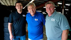 “I can’t believe the growth we’ve had since Paul took over,” says Paul 'Skip' Levengood Sr., founder of CJ’s Tire & Auto (center) with grandson Haley Levengood (left) and Paul Levengood Jr., MTD's 2026 Tire Dealer of the Year.