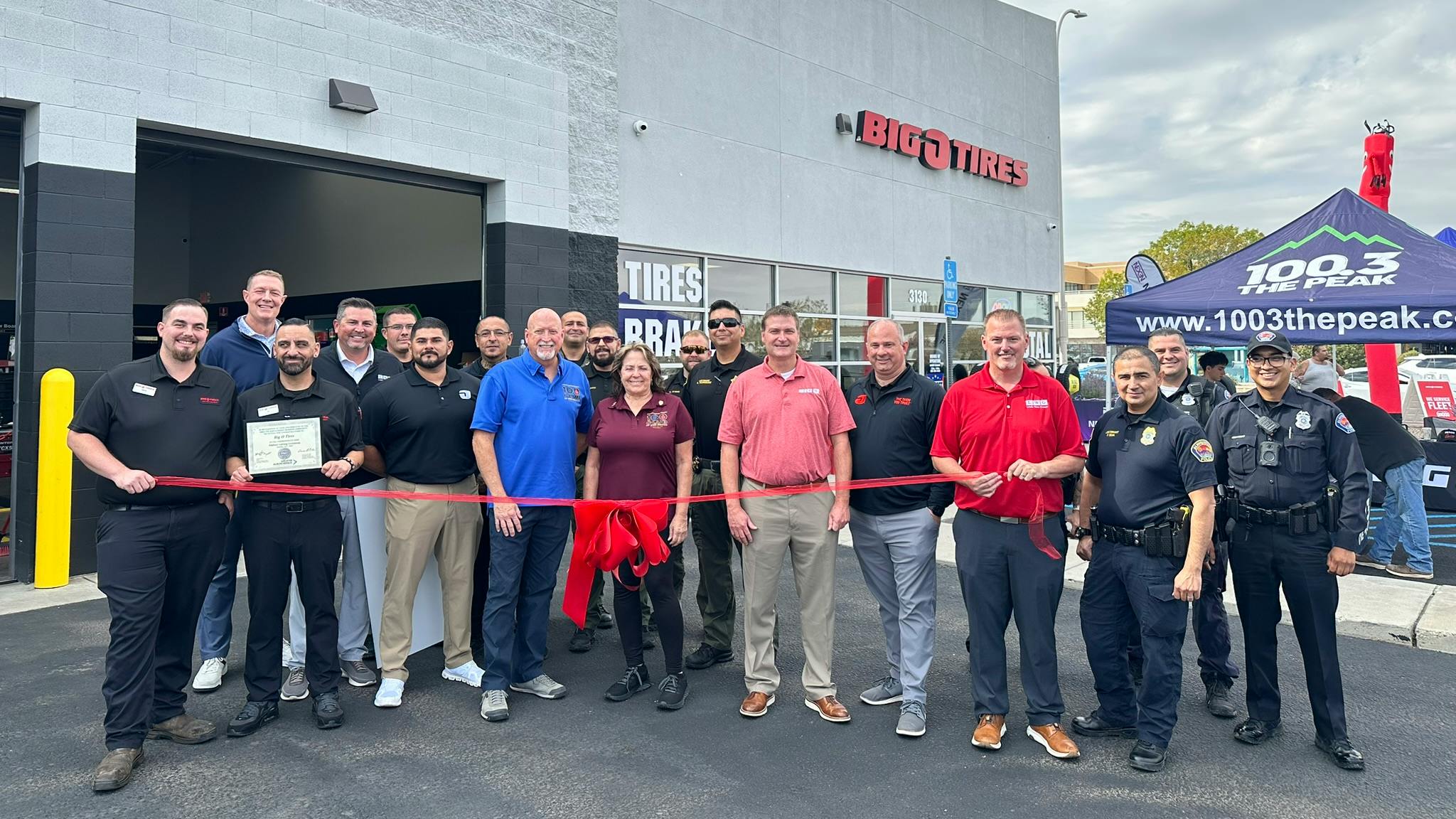 As part of the store's recent grand opening, Big O Tires presented a $1,000 donation to the 100 Club of New Mexico, which provides financial assistance to the spouses and dependents of law enforcement officers and firefighters.